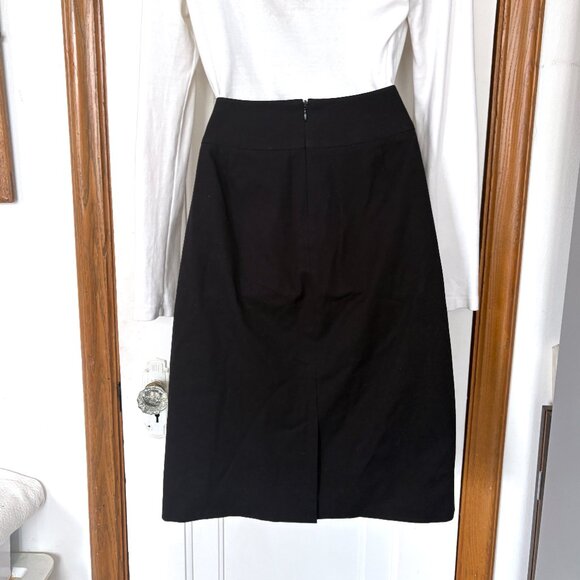 Black with White Embroidery Mid-Length Skirt | Cotton Office Wear | - Picture 9 of 9